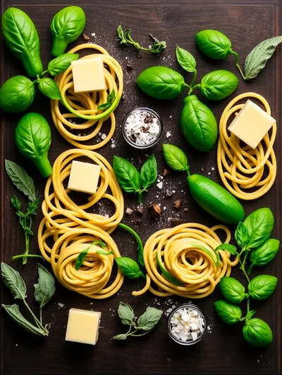 Basil Brown Butter Zucchini Pasta Recipe - ingredients preparation