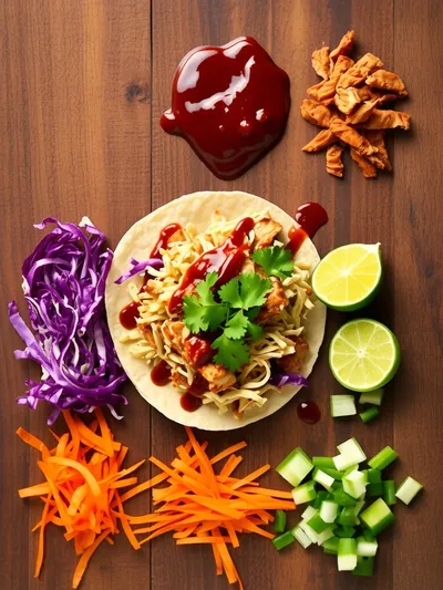 BBQ Chicken Coleslaw Wraps - ingredients preparation