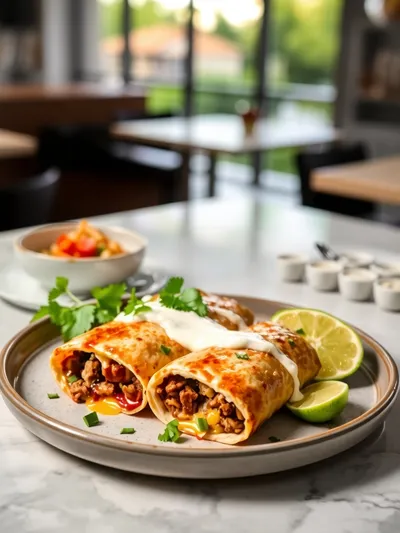Beef and Cheese Chimichangas - cooking process