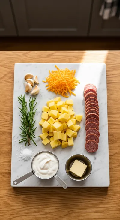 Beef Sausage Cheesy Potato Casserole - cooking process