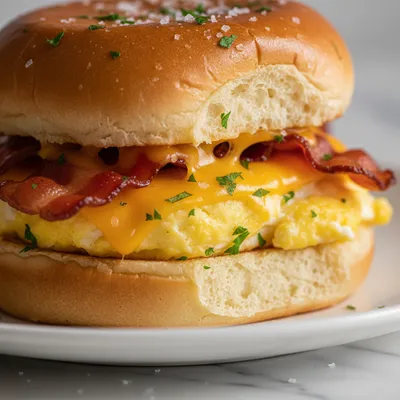 Easy Breakfast Sliders with Turkey Bacon, Egg & Cheese
