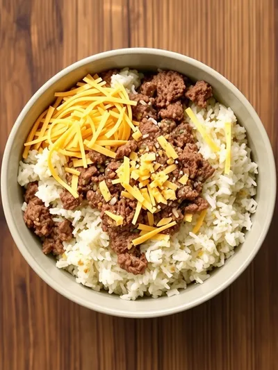 Cheesy Beef Garlic Butter Rice Bowl - ingredients preparation