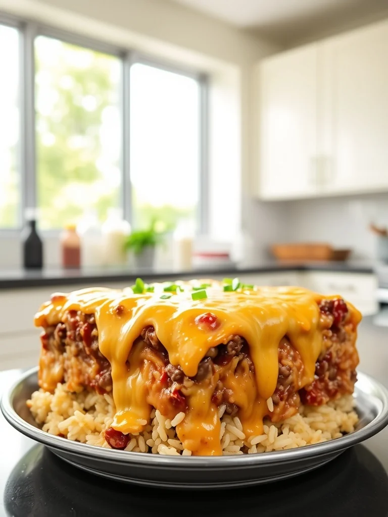 Cheesy Ground Beef and Rice Casserole
