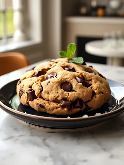 Ultra Thick Bakery-Style Chocolate Chip Cookies - ready to serve