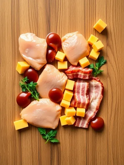 Cowboy BBQ Turkey Bacon Cheddar Chicken – Dinner Recipe - ingredients preparation