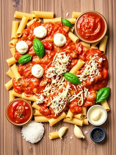 Creamy Baked Ziti – Easy & Delicious Recipe - ingredients preparation