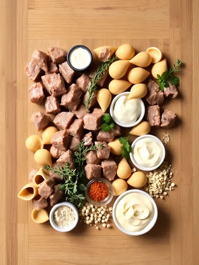 Creamy Beef and Shells Recipe - ingredients preparation