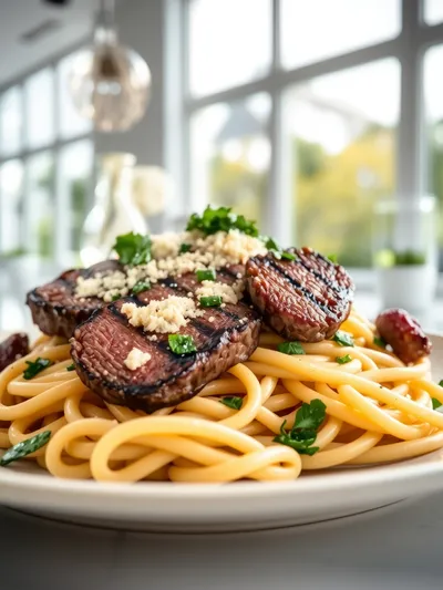 Creamy Garlic Butter Steak Pasta