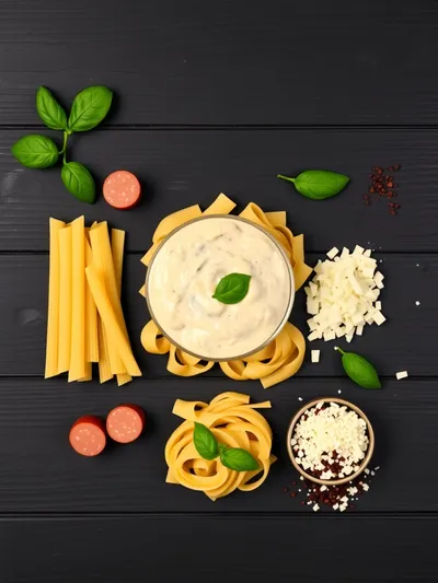 Creamy Italian Beef Sausage Rigatoni - ingredients preparation