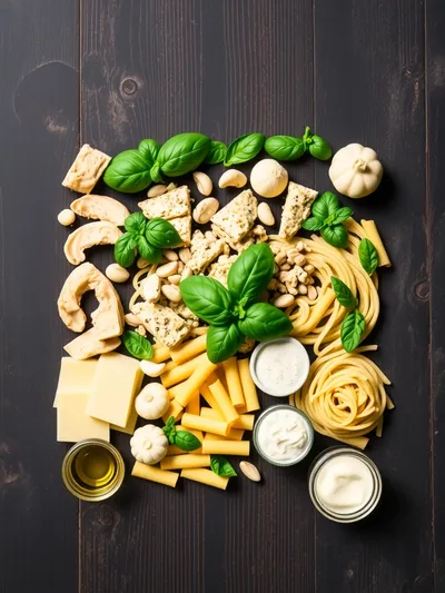 Creamy Pesto Chicken Pasta Skillet - ingredients preparation