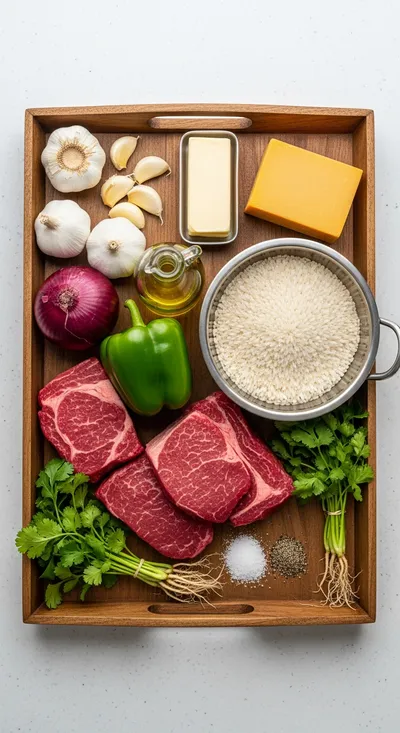 Creamy Queso Rice With Juicy Steak Strips - cooking process