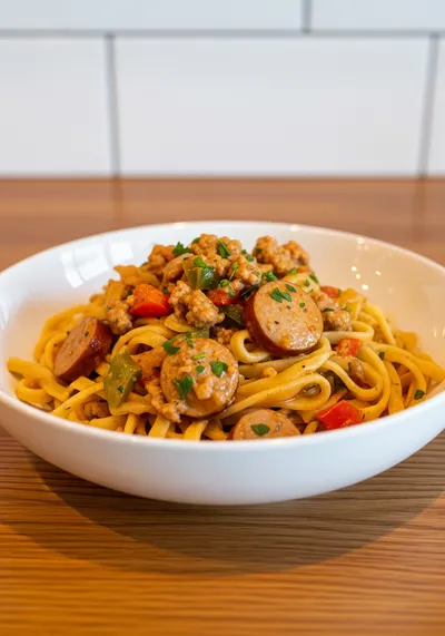 Creamy Spicy Cajun Turkey Sausage Pasta
