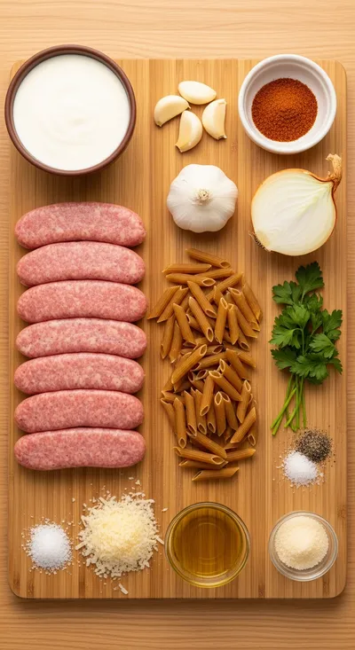 Creamy Spicy Cajun Turkey Sausage Pasta - cooking process