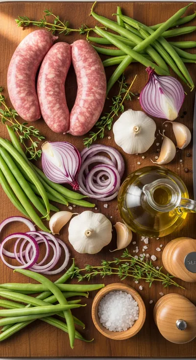 Crockpot Beef Sausage and Green Beans - cooking process