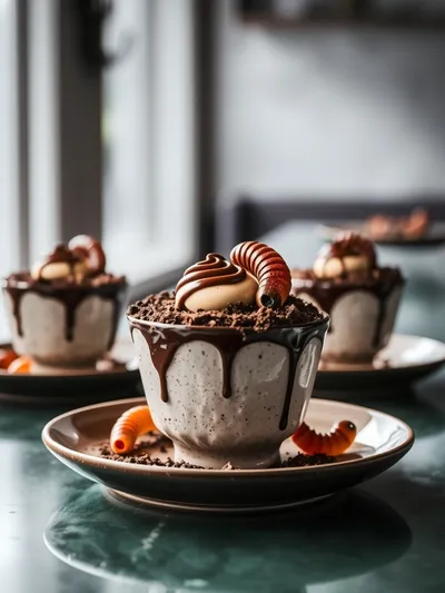 Dirt and Worms Pudding Cups - ready to serve