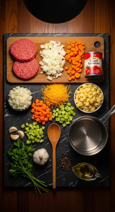 Easy Cheeseburger Soup - cooking process