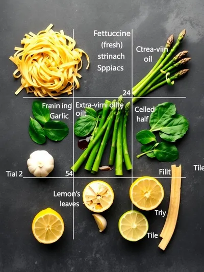 Fettuccine with Spinach & Asparagus – Spring Pasta - ingredients preparation
