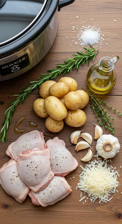 Garlic Parmesan Crockpot Chicken and Potatoes - cooking process