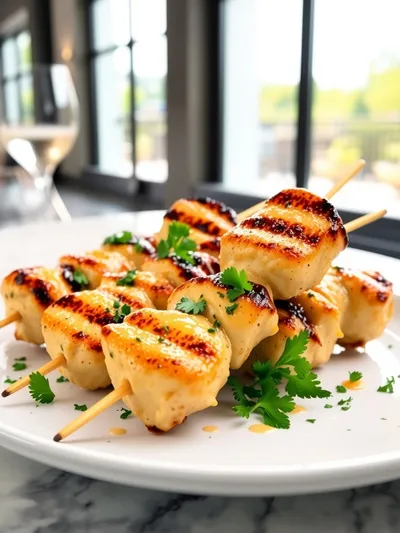 Grilled Ranch Garlic Parmesan Chicken Skewers - ready to serve