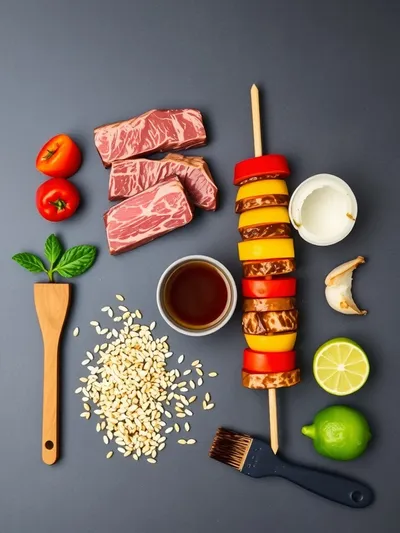 Grilled Teriyaki Steak Kabobs - ingredients preparation