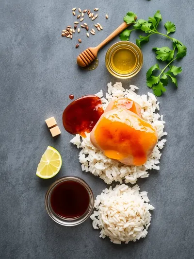 Honey BBQ Chicken Rice Recipe - ingredients preparation