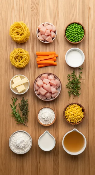 Noodle Chicken Pot Pie Casserole - cooking process