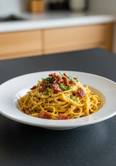 One Pan Garlic Parmesan Turkey Bacon Ranch Spaghetti