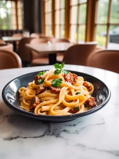 One Pot Creamy Cajun Sausage Pasta - ready to serve
