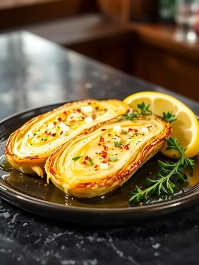 Oven Roasted Garlic Cabbage Steaks - cooking process