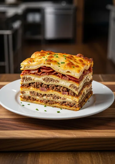 Parmesan Garlic Bacon Cheeseburger Lasagna