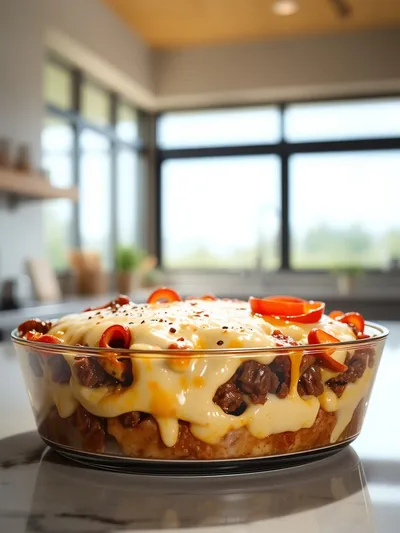 High-Protein Low-Carb Philly Cheesesteak Casserole