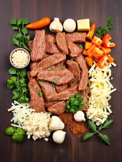 High-Protein Low-Carb Philly Cheesesteak Casserole - ingredients preparation