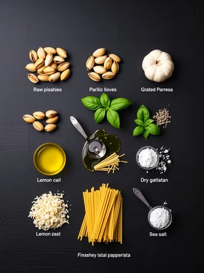 Pistachio Pesto Pasta With Burrata - ingredients preparation