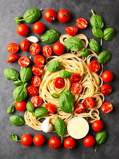 Spinach Tomato Pasta – Delicious Quick Meal - ingredients preparation