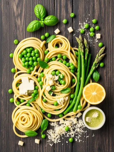 Spring Green Pasta - ingredients preparation