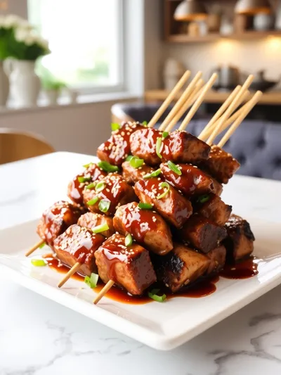 Teriyaki Sesame Beef Skewers - cooking process